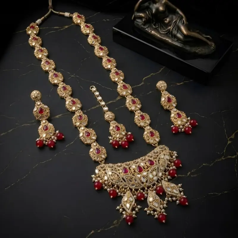 2 (6) Rivaya Casting Mala Set Turquoise Color Traditional Jewelry