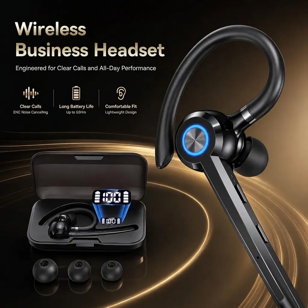Wireless Bluetooth Headset V5.4 with ENC Mic — My Honest Take on Single-Ear Calling