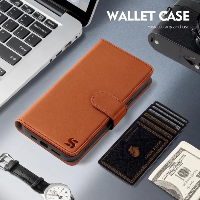 iPhone 17 book case with RFID blocking wallet cover