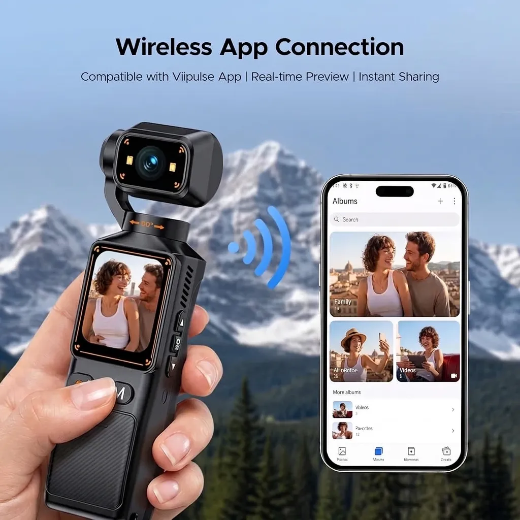 2K vlogging camera with 180 degree rotating lens