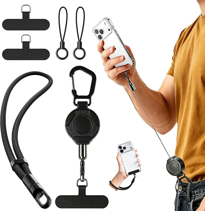 anti-theft phone lanyard attached to wrist strap