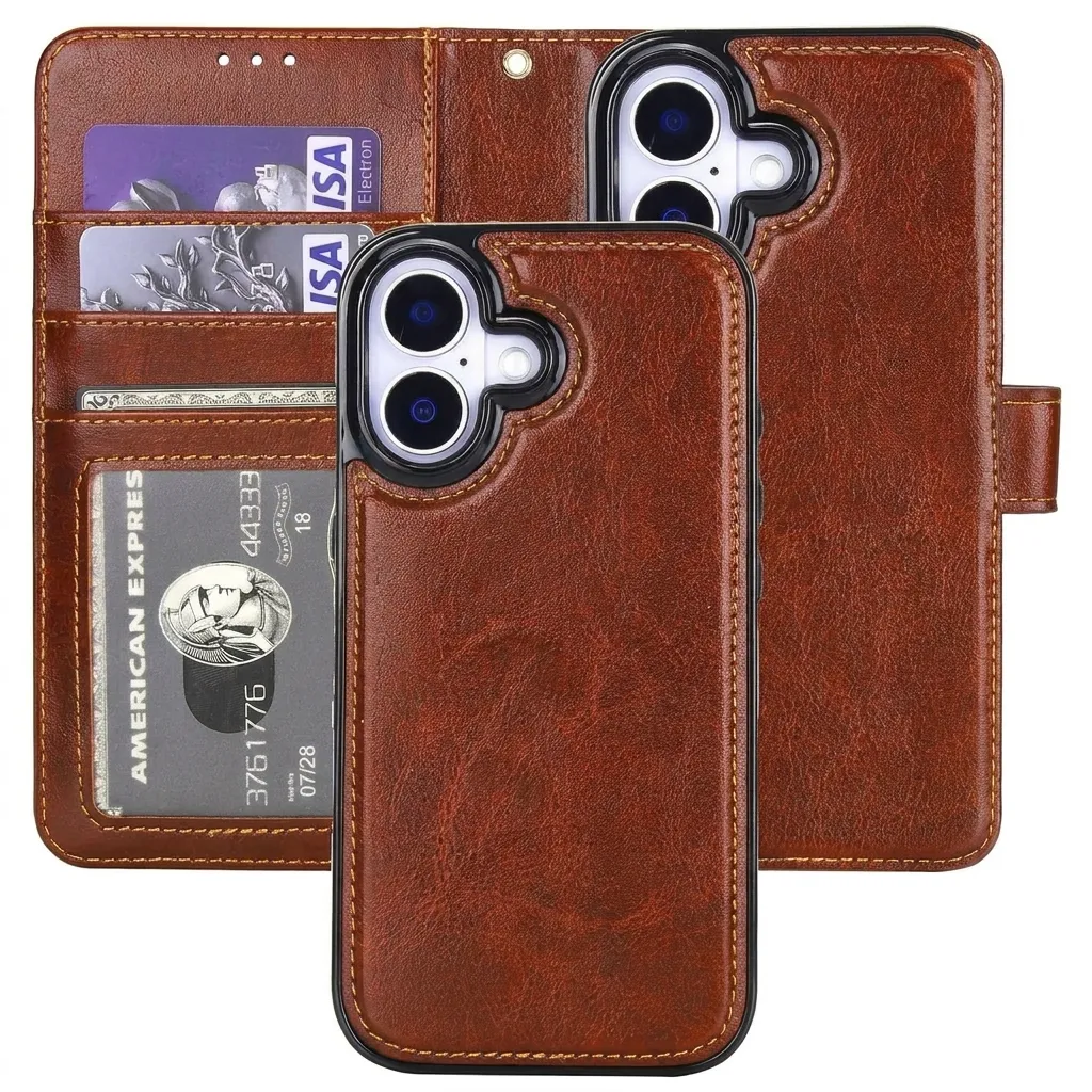 iPhone 17 wallet case brown PU leather