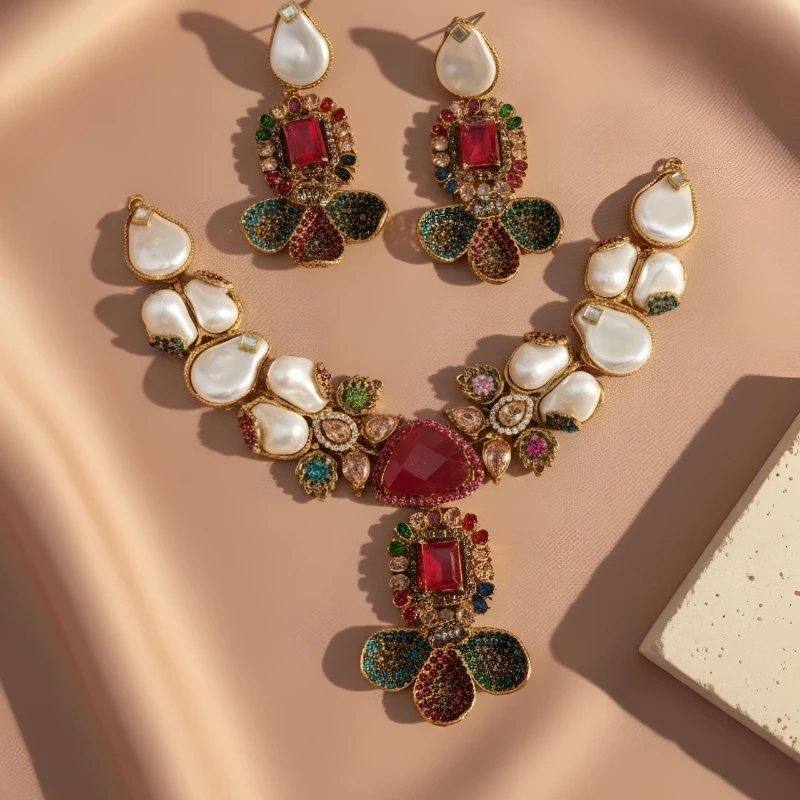 Elegant Turkish Style Necklace Set Champagne shade