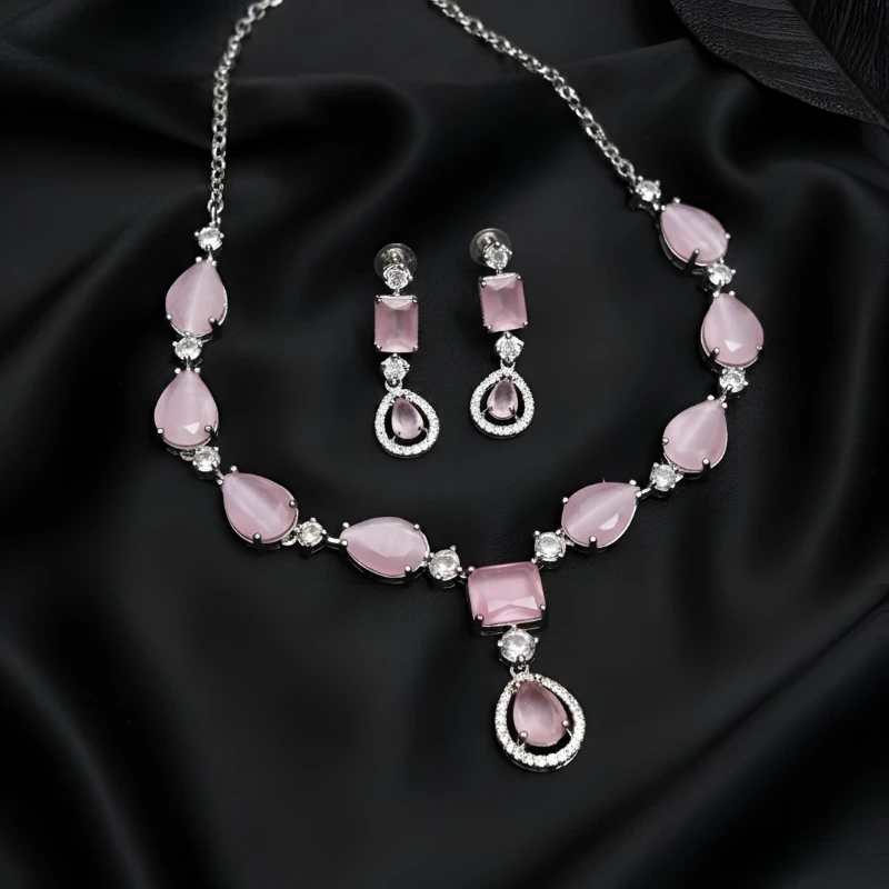 AD Necklace Set Elegant Design | Premium Sparkle Jewellery - Image 2
