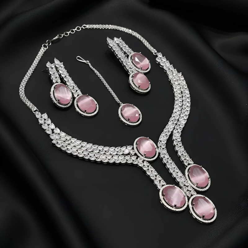 Exclusive AD Partywear Necklace Set with royal sparkle