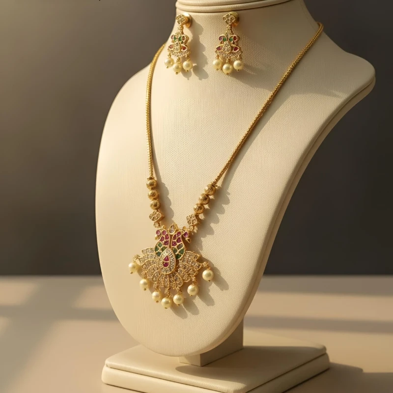 South Indian Short Mala Set – Traditional Temple Jewelry