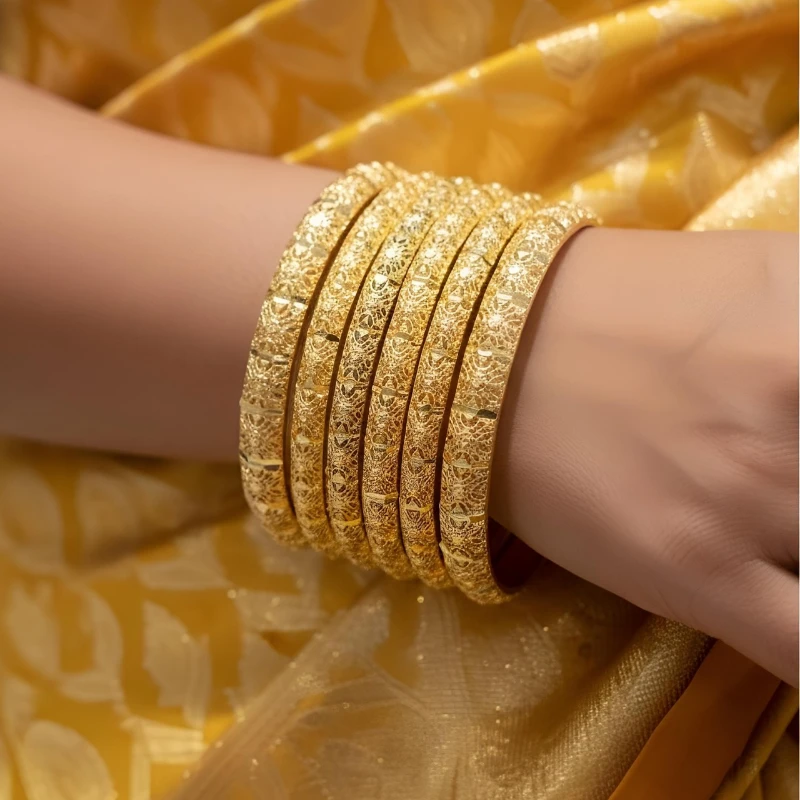 Luxury Gold Finish Bangles – Elegant Timeless Artificial Jewellery - Image 1
