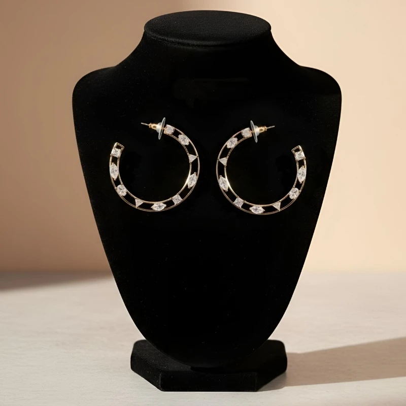 Xuping Gold Plated CZ Semi Hoop Earrings for Daily & Party Wear - Image 2